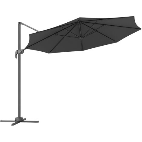 Outsunny Cantilever Roma Parasol 360° Rotation w/ Hand Crank & Base Black