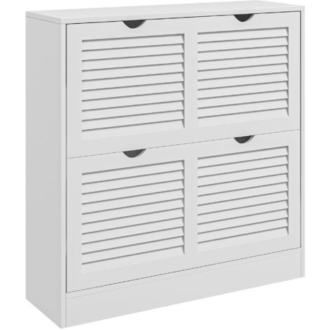 HOMCOM Slim Shoe Storage Cabinet with 2 Flip Drawers for Entryway, White