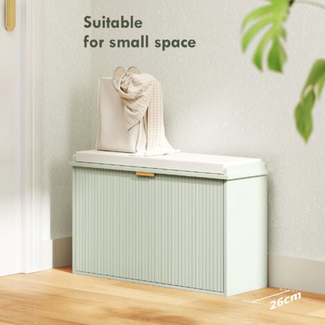 HOMCOM Shoe Storage Bench with Cushion and Flip-Drawer 80x26x47.5cm Green