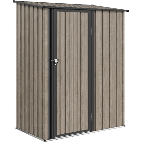 Outsunny Outdoor Storage Shed Steel Garden Shed with Lockable Door Light Grey