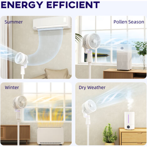 HOMCOM Pedestal Fan, Air Circulation Fan with Oscillating, Tilt, White