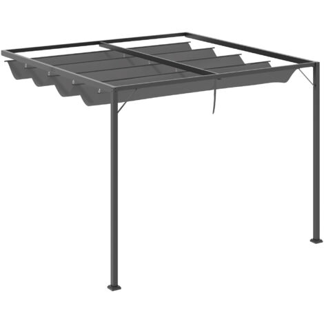 Outsunny 3 x 3(m) Outdoor Pergola Retractable Canopy Wall Mounted, Grey (1/5)