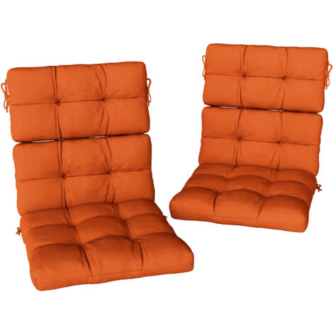 Outsunny 2pc Outdoor Seat Cushions Water Repellent Seat Pads with Backrest and Ties Orange