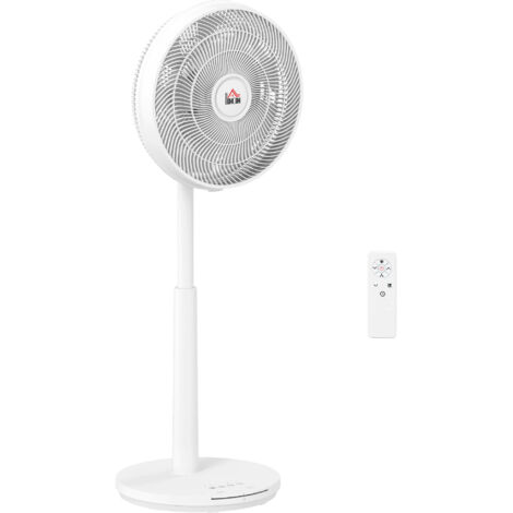 HOMCOM Pedestal Fan with Oscillating, Tilt, Adjustable Height, Timer, White