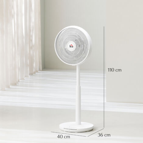 HOMCOM Pedestal Fan with Oscillating, Tilt, Adjustable Height, Timer, White