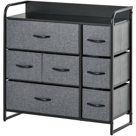 HOMCOM 3-Tier Fabric Bedroom Dresser with 7 Foldable Drawers, Grey (1/5)