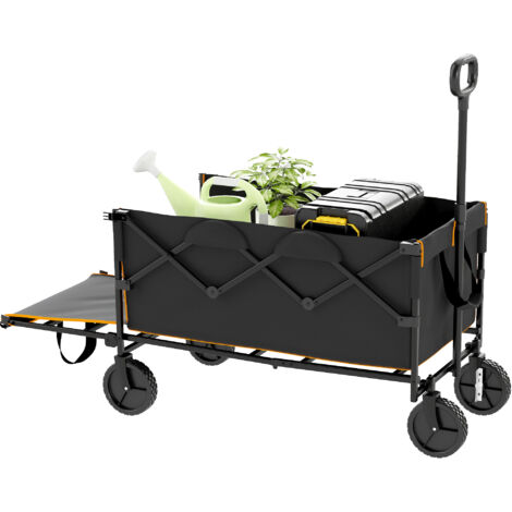Outsunny 160L Folding Trolley Cart w/ Adjustable Handle, Black and Orange (1/5)