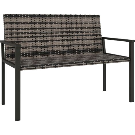 Outsunny Rattan Garden Bench Loveseat with Quick-Drying Padding, Mixed Grey