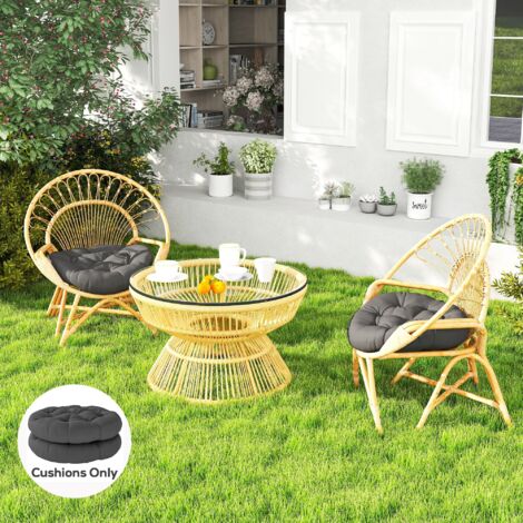 Outsunny Outdoor Seat Cushions Set of 2, Tufted Round Chair Pads