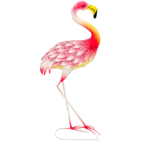 Outsunny Flamingo Garden Statue, Metal Garden Ornament with Stakes, Pink (1/5)