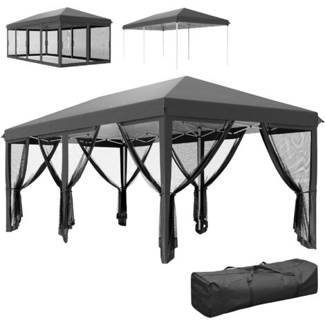 Outsunny 6 x 3m Pop Up Party Tent Canopy with 6 Removable Sidewalls Black (1/5)