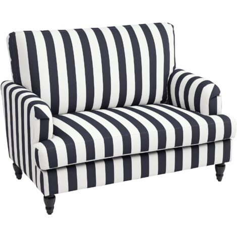 HOMCOM Cuddle Chair with Stripe, Armchair for Living Room, Black and White (1/5)