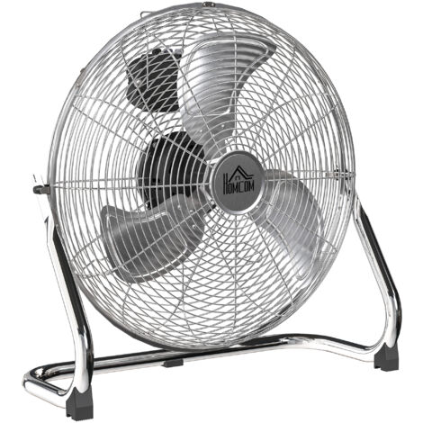 HOMCOM Metal Desk Fan, Electric Table Fan with 3 Speed Settings, Silver