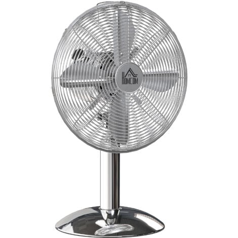 "HOMCOM 12"" Metal Desk Fan with 3 Speed Settings, Wide-Angled Oscillation"
