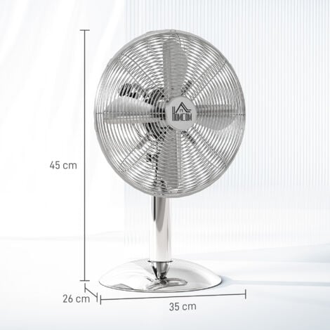 "HOMCOM 12"" Metal Desk Fan with 3 Speed Settings, Wide-Angled Oscillation"