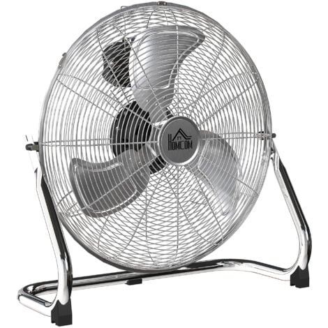 HOMCOM Electric Portable Table Fan with Powerful Airflow, Silver Tone