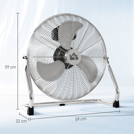 HOMCOM Electric Portable Table Fan with Powerful Airflow, Silver Tone