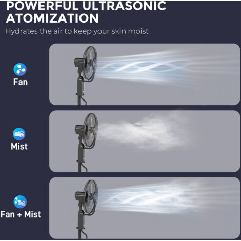HOMCOM Spray Misting Fan, Pedestal Fan w/ Oscillation, Tilt, 120 cm