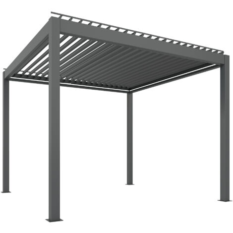 Outsunny 3 x 3(m) Electric Louvered Pergola Aluminium Pergola w/ LED Light (1/5)