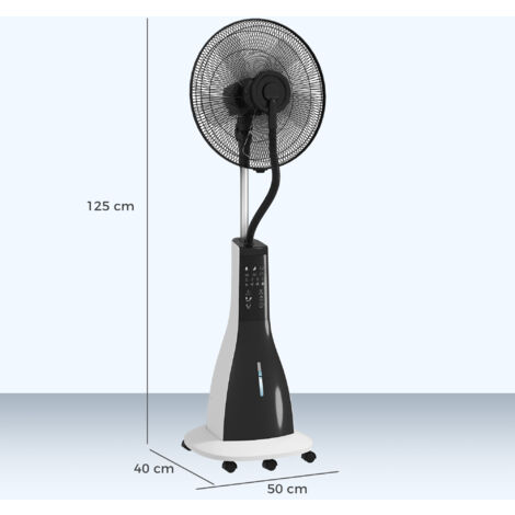 HOMCOM Spray Misting Fan, Pedestal Fan with Oscillation, Tilt, Wheels