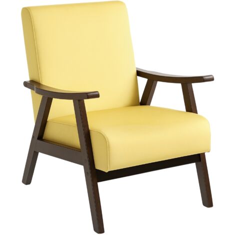 HOMCOM Velvet Armchair with Solid Wood Frame and Thick Padded, Champagne