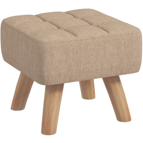 HOMCOM Modern Footstool, Fabric Foot Rest with Rubber Wood Legs, Brown (1/5)