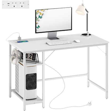 HOMCOM 120 x 60 cm Home Office Desk Reversible Study Table for Bedroom White (1/5)