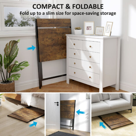 HOMCOM 70 cm Folding Computer Desk for Small Spaces Bedroom Rustic Brown