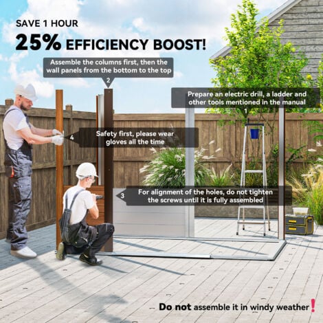 Outsunny 7.7x6.4ft Garden Shed, Tool Storage Sliding Door Wood Effect