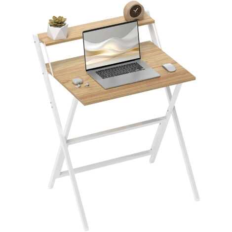HOMCOM 70 cm Folding Computer Desk for Small Spaces Bedroom Natural (1/5)