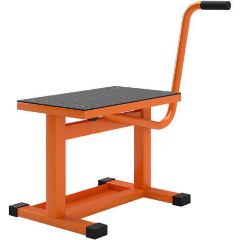 DURHAND 150KG Steel Motorbike Jack Lift Rubber Platform Crank Lift Manual Repair Clean Hoist Table Assist Off-Road Dirt Bike Stand - 27.5 / 39.5 Hcm Orange