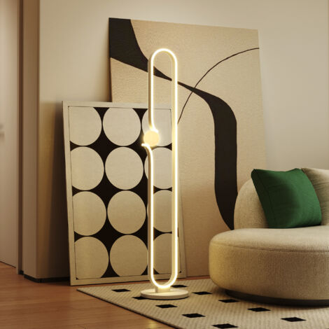 HOMCOM Dimmable LED Floor Lamp with Glass Night Light, Foot Switch, White (1/5)