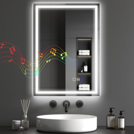 HOMCOM 500 x 700 mm Bathroom Mirror with Bluetooth Lights Demister Pad (1/5)