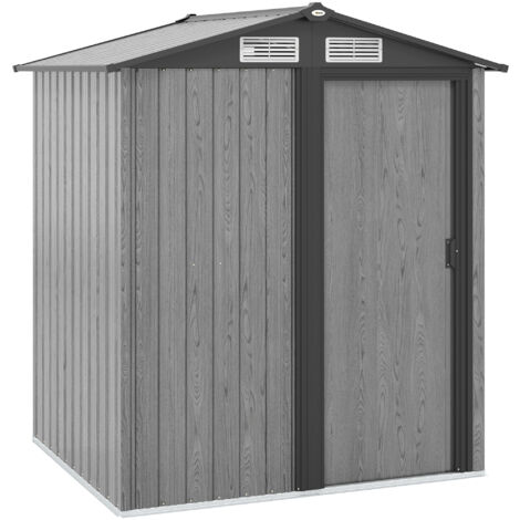 Outsunny 5ft x 4.3ft Outdoor Metal Storage Shed with Sliding Door Sloped Roof Light Grey (1/5)