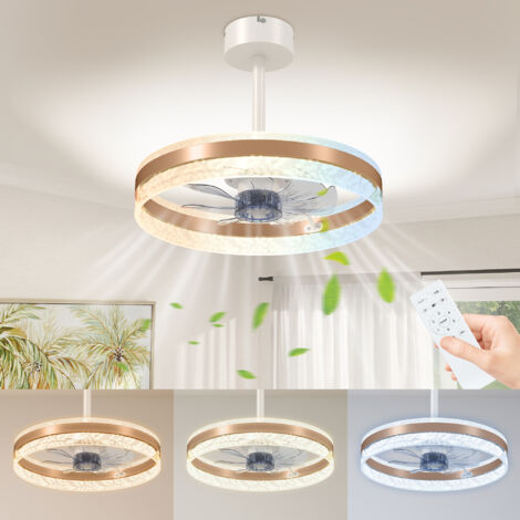 HOMCOM Ceiling Fan Light with 3 Colour, Timer, Reversible, Remote, Gold
