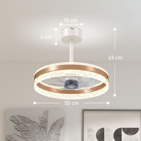 HOMCOM Ceiling Fan Light with 3 Colour, Timer, Reversible, Remote, Gold
