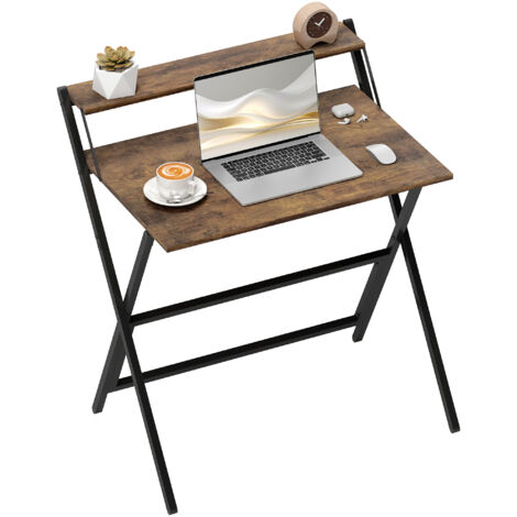 HOMCOM 81.5 cm Folding Computer Desk for Small Spaces Bedroom Rustic Brown (1/5)