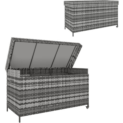Outsunny 627 L Rattan Garden Storage Box with Gas Lift Lid and Wheels, Grey (1/5)