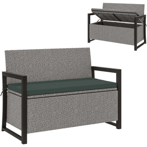 Outsunny Rattan Garden Bench with Storage, Inner Bag, 151.5L Outdoor Bench