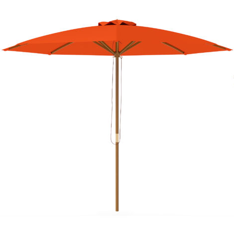 Outsunny Wooden Garden Parasol with Rope Pulley Mechanism and 8 Ribs Orange (1/5)