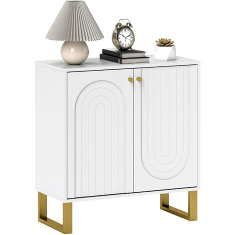 HOMCOM Sideboard with Adjustable Shelves & 2 Doors for Living Room, White