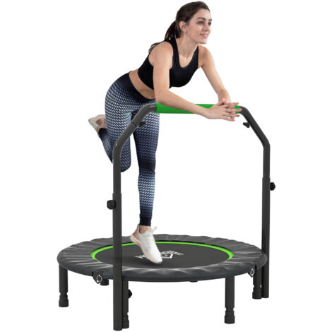 "HOMCOM 40"" Foldable Mini Fitness Trampoline w/ Foam Handle Green"