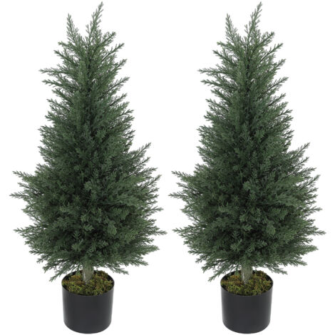 HOMCOM Set of 2 Decorative Artificial Plant, Fake Plants for Home Decor