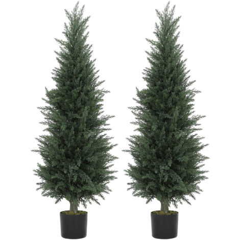 HOMCOM Set of 2 Decorative Artificial Plant, Fake Plant for Home Decor