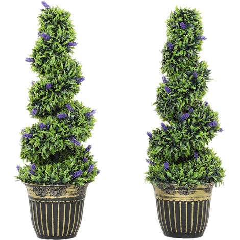 HOMCOM Set of 2 Decorative Artificial Plants with Lavender and Pot, 90cm