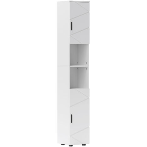 kleankin Tall Bathroom Storage Cabinet with Soft Close Mechanism, White