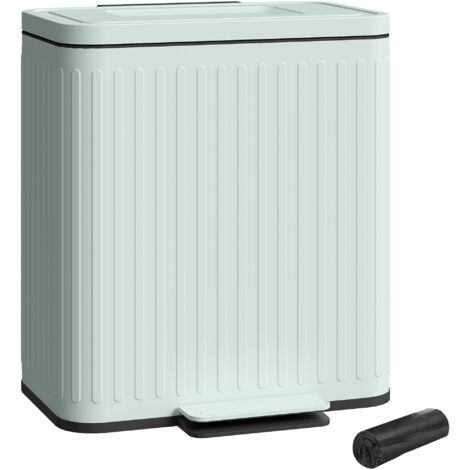HOMCOM 2 x 20L Double Rubbish Bin, Pedal Bin with Rubbish Bags, Green
