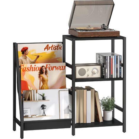 HOMCOM Record Player Stand, 3-Tier Side Table with Vinyl Record Storage (1/5)