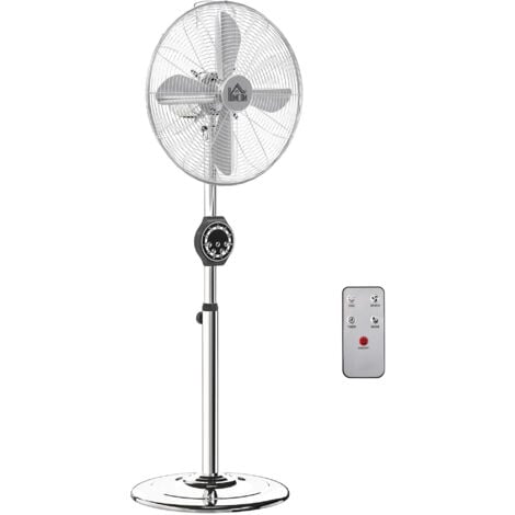 HOMCOM Metal Pedestal Fan with Oscillating, Adjustable Height, Timer