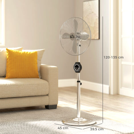 HOMCOM Metal Pedestal Fan with Oscillating, Adjustable Height, Timer
